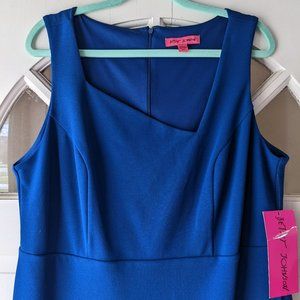 NWT Royal Blue Dress Asymmetrical Neckline Betsey Johnson